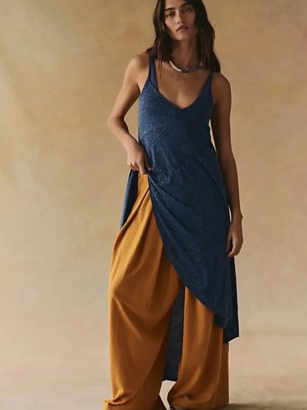 Free People Cassidy Maxi Top in Dark Blue
